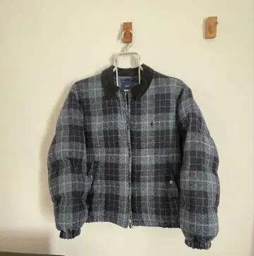 YALE Harris Tweed 체크 무늬 다운 자켓