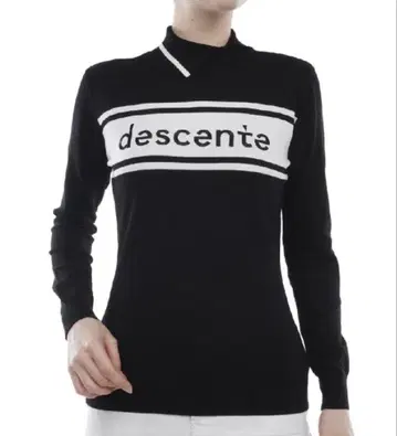 descente 로고 긴팔 폴로 스웨터