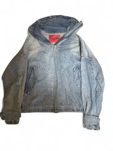 볼륨 후드 부착 라이트 블루 G 재킷