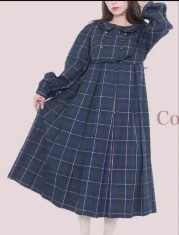 미나카타 유이 시마무라 콜라보 타탄 체크 원피스 L 사이즈 그린