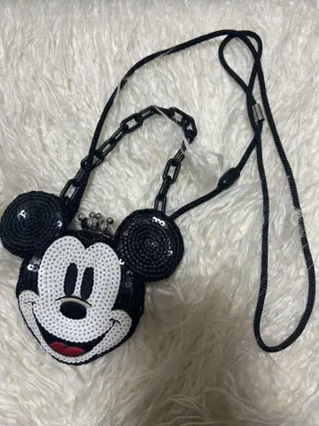 디즈니 미키마우스 코인 케이스 스팽글 넥스트랩 가죽 체인