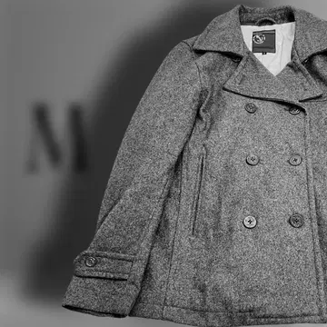 그레이 더블 브레스트 피 코트 M 사이즈