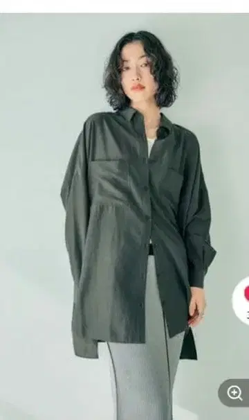 LEPSIM 사라키레 판초 셔츠 긴팔 튜닉 차콜 그레이