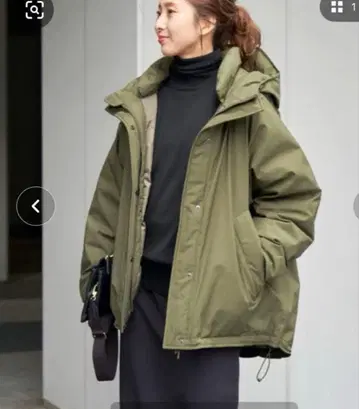 스픽앤스팬 발수 후디드 다운 하프 코트 38 카키