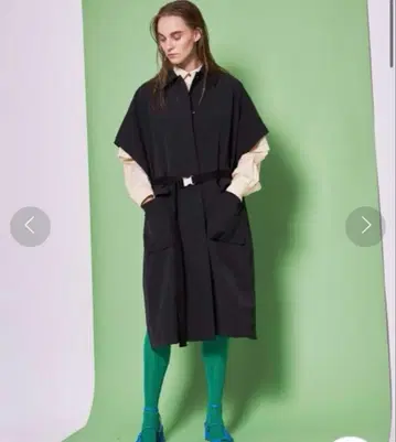 maison special 블랙 롱 베스트 코트 벨트 포함