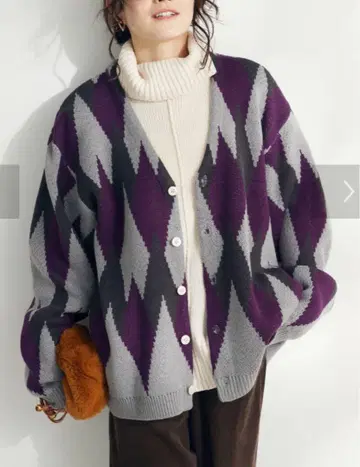 CRAFT STANDARD BOUTIQUE 아가일 가디건 퍼플