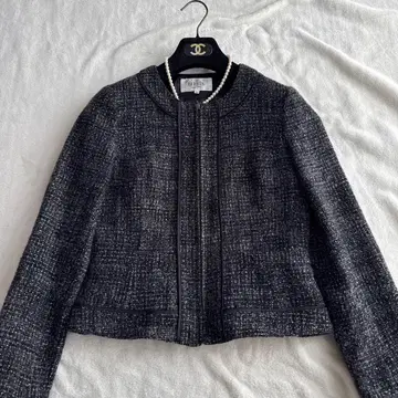 자유구 트위드 자켓 노카라 38