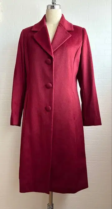 캐시미어 혼방 여성용 버건디 코트