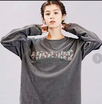 트레셔 피그먼트 가공 롱 T 무라사키 스포츠 그레이