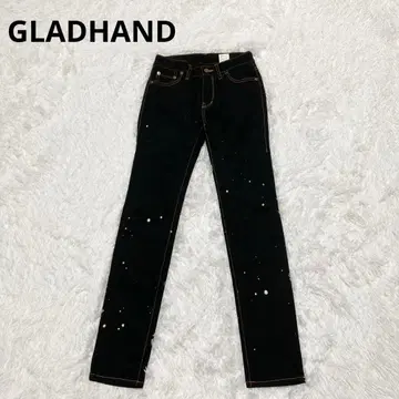 GLADHAND 데님 팬츠 블랙 페인트 스키니 S 일본제 자수