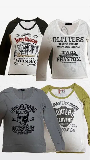 긴팔 롱T 4장 세트 헤이세이 갸루