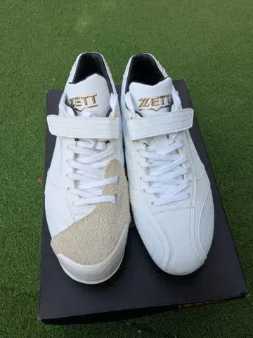 ZETT 야구 스파이크 금속 화이트 25.5