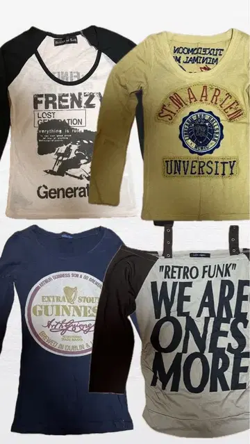 긴팔 T셔츠 4세트 헤이세이 갸루