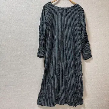 새상품급 스트라이프 V넥 7부 소매 롱 원피스 여성용