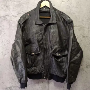 빈티지 A-2 블랙 가죽 플라이트 자켓 L 사이즈 소가죽