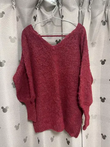 [ Kastane ] 멜란지 V넥 니트 풀오버 레드