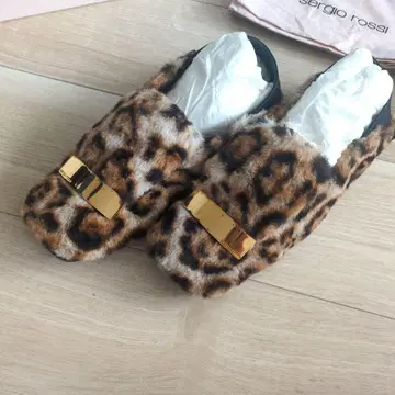 Sergio Rossi 레오파드 무늬 플랫슈즈 37