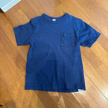 네이비 코튼 100% 반팔 T셔츠 포켓 부착 남성용 여성용