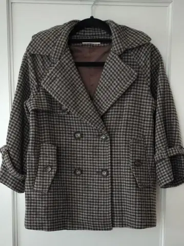 SHIPS 체크 무늬 더블 브레스트 자켓 P 코트 피 코트