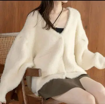 Hinari 샤기 니트 가디건