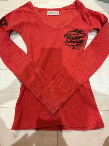 GARULA 오렌지 컬러 리브 긴팔 T셔츠 M 갸루