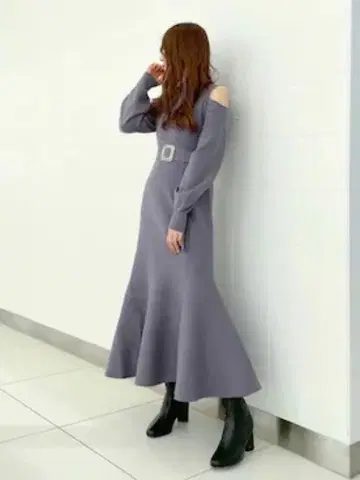 [ 12/15처분 ] MERCURYDUO 퍼플 니트 원피스 머메이드