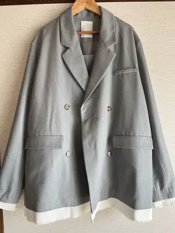 KA STANE 그레이 더블 브레스트 자켓