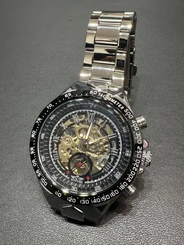 레어 모델 스켈레톤 타입 시계 (앞면과 뒷면) 자동 와인딩