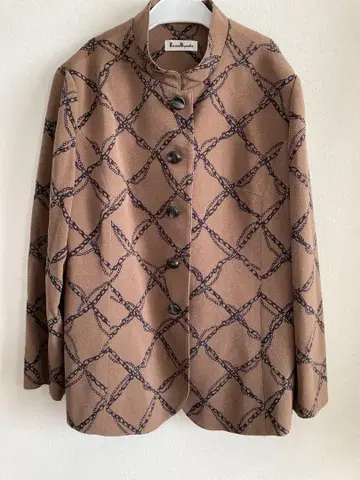 빈티지 Tomiyazaki 노카라 자켓 브라운