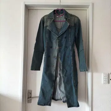 데님 트렌치코트 허리 벨트 포함