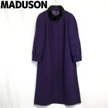 퍼플 롱 코트 퍼 옷깃 울 코트 스탠드 카라 보라색 여성용