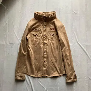 Norton 노튼 후드 부착 셔츠 M 자수 스웨이드 라이크