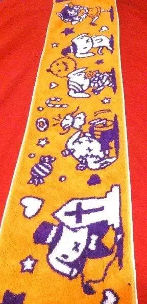 새상품급 타무라 유카리 머플러 타월 할로윈 패턴 주황색 & 보라색