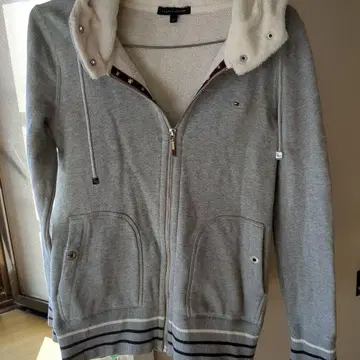 세련된 그레이 보아 후드 후드티