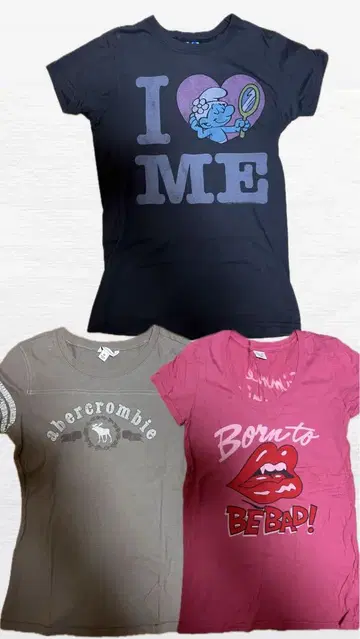 Abercrombie 등 티셔츠 3종 세트 헤이세이 갸루