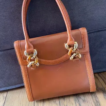 Ungaro 브라운 가죽 핸드백