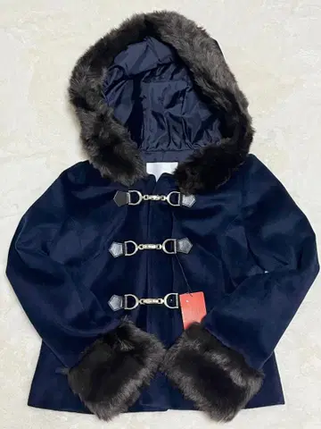 CECIL McBEE 퍼 포함 숏 더플 코트 네이비 M 사이즈