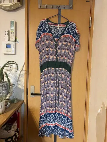 zuri 꽃무늬 반팔 원피스 네이비 핑크