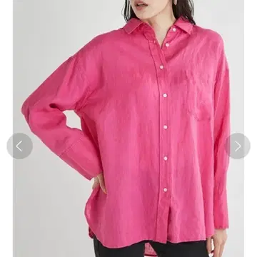 프렌치 린넨 핑크 오버 사이즈 셔츠