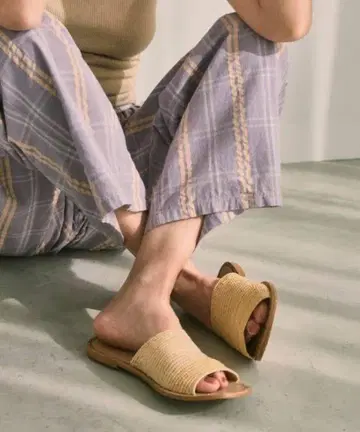 TODAYFUL 체크 개더 팬츠 38 퍼플 팬츠