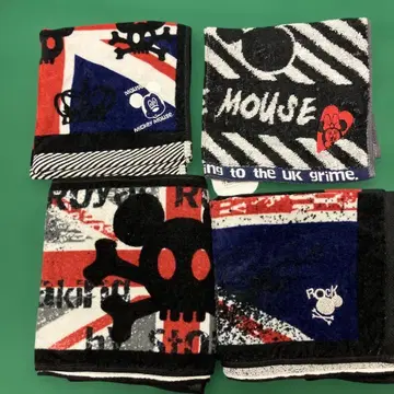 (10-214) 미키마우스 스컬 디자인 타월 미사용품 4장