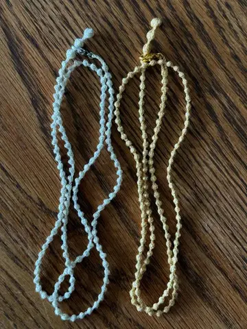 입체 자수 목걸이 실버 & 골드 2개 세트 57cm