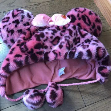 미키 귀 달린 레오파드 무늬 모자