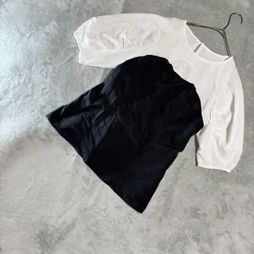 [ 새상품 ] any SiS 바이컬러 블라우스 화이트 x 블랙 2(M)