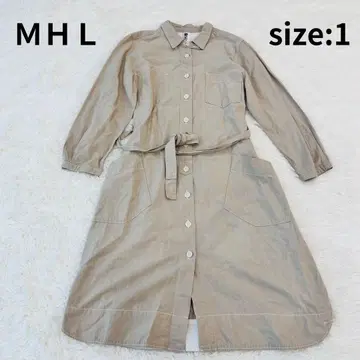 MHL 마가렛호웰 셔츠 원피스 허리 코튼 베이지