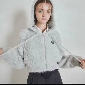 epine shaggy knit hoodie gray