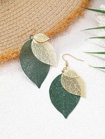 리프 디자인 귀걸이 (양쪽 귀용)