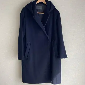 Spick & Span 후드 부착 롱 코트 네이비