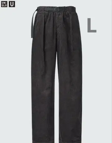 UNIQLO U 코듀로이 턱 와이드 팬츠 다크 그레이