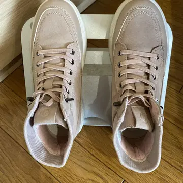 핑크 스웨이드 하이컷 부츠 사이드 고어